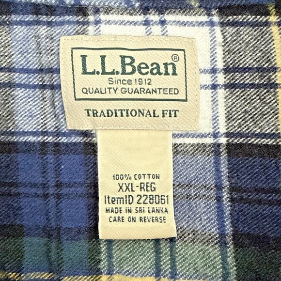 L L Bean Mens XXL Flannel Shirt Tradition Fit Button Down Casual Timeless Basic - Picture 3 of 10